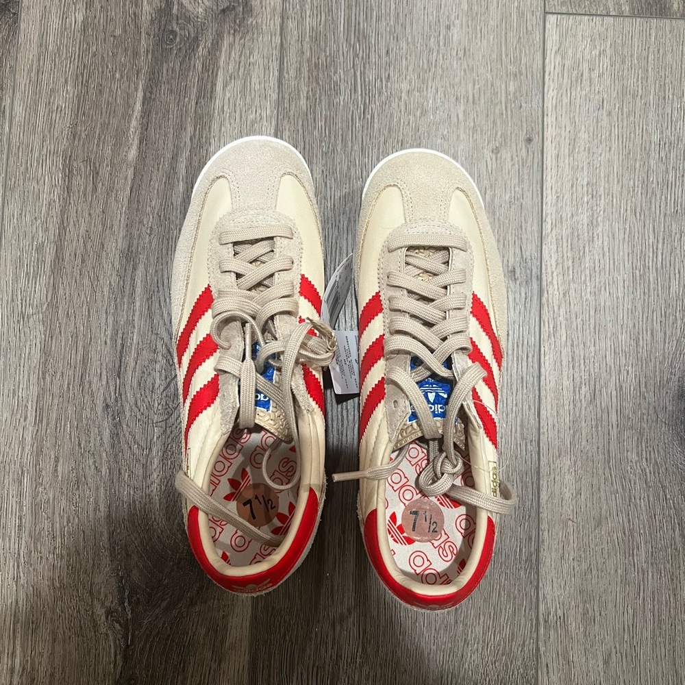 Adidas SL-72 Tan and Red Striped Sneakers